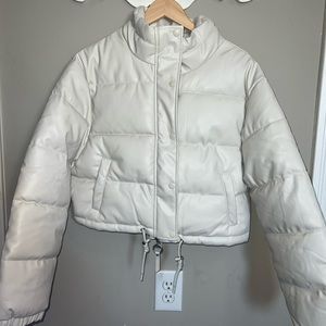 SOLD Love Tree Faux Leather Cropped Puffer Jacket
